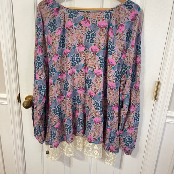 Matilda Jane NWT Women’s XXL Floral Sheer Lace Tassel Tie Tunic  Bohemian LS - Picture 5 of 7